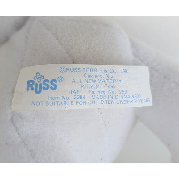 VTG Russ Luv Pet Easter Bunny Troll Doll w/ Tags 5" Girl Pink White Pajamas - Picture 7 of 7